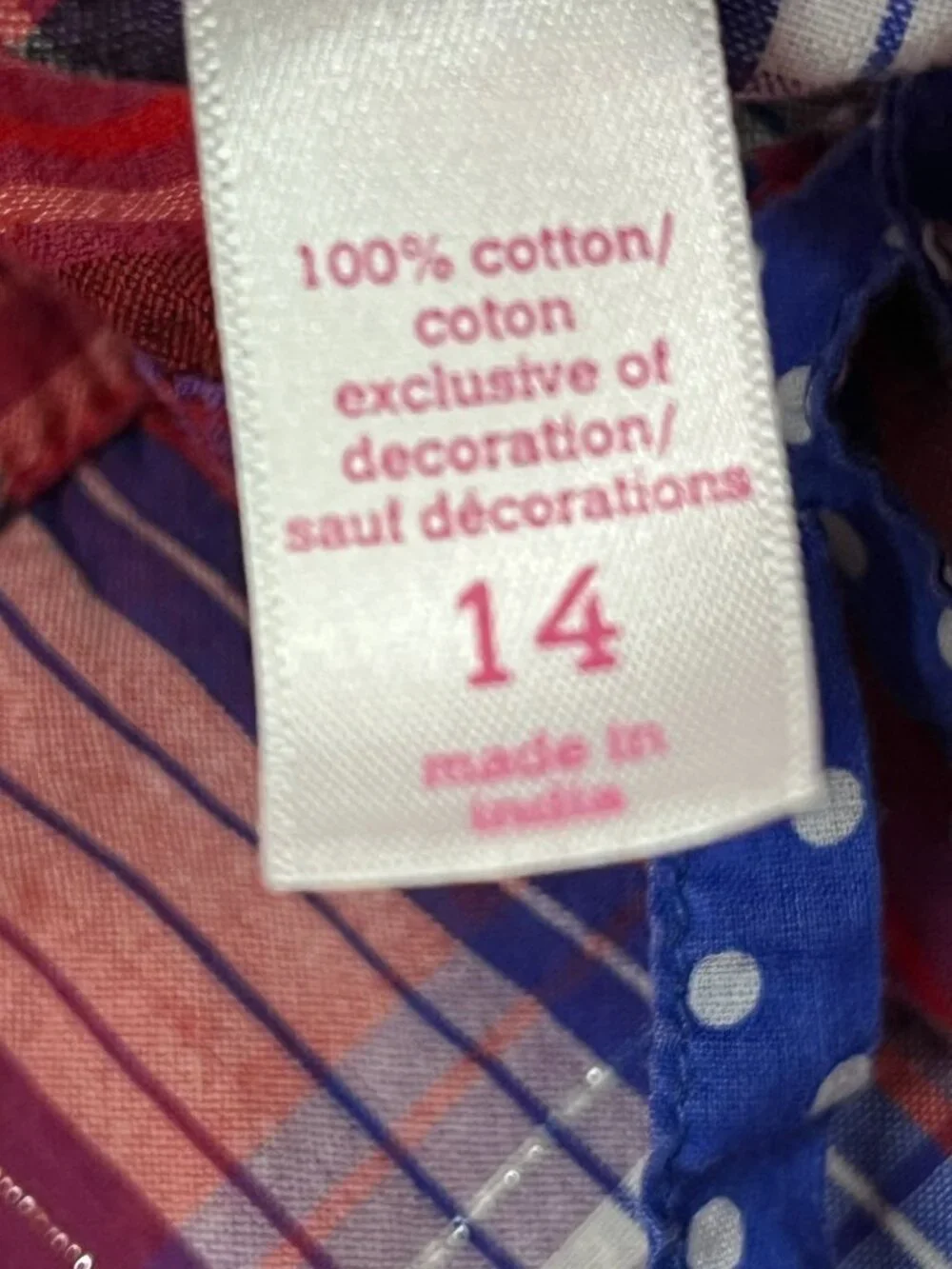 Justice Girls 14 Red Blue Plaid Button Down Shirt Preppy Fall